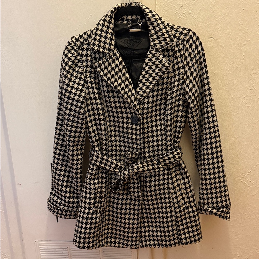 Jou Jou Black and White Houndstooth Coat
